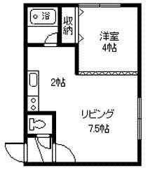 第2フラワーハイツ(1DK/2階)の間取り写真