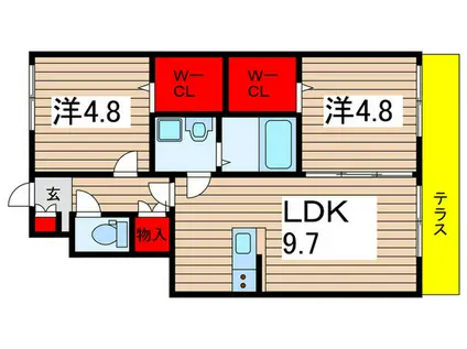 メゾン雅II(2LDK/1階)の間取り写真