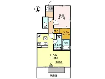 ベルポスト松縄II(1LDK/1階)の間取り写真