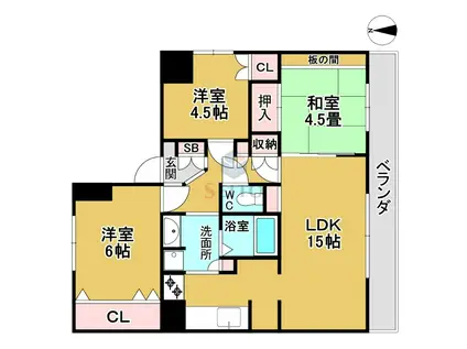 ソレイユルヴァーン小曽根(3LDK/4階)の間取り写真