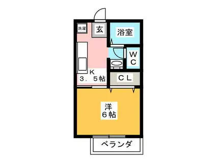 リベールI(1K/1階)の間取り写真