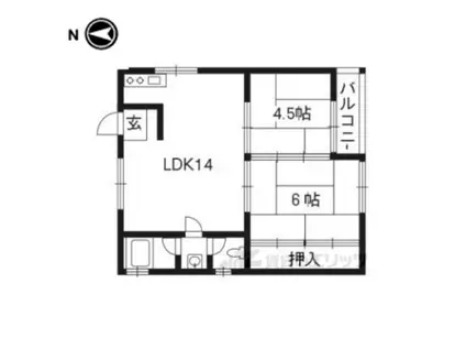 西大丸荘(2LDK/3階)の間取り写真