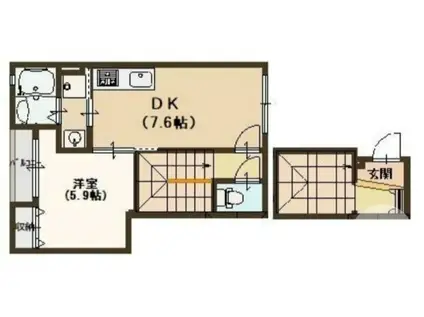 アドニスコート堺(1DK/2階)の間取り写真