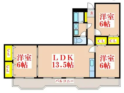 シティハイツ三洋(3LDK/4階)の間取り写真