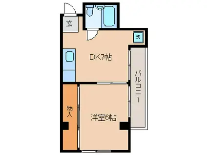 ハイツナガイ(1DK/1階)の間取り写真