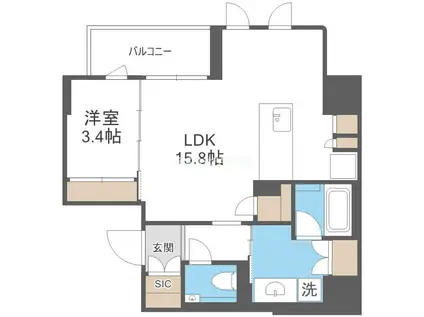 ザ・ウィーヴ南船場(1LDK/2階)の間取り写真