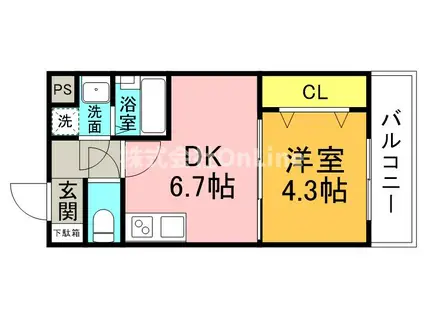 メゾン上小阪(1DK/7階)の間取り写真