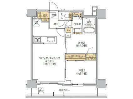 リビオメゾン西麻布(2LDK/10階)の間取り写真