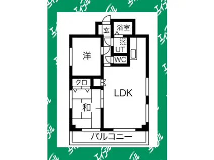シャトレ大万(2LDK/2階)の間取り写真