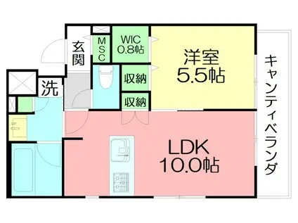 HEBEL FLAT 大和(1LDK/3階)の間取り写真