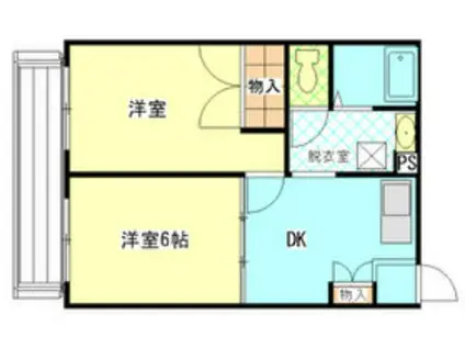 ホワイトローズ I(2DK/2階)の間取り写真