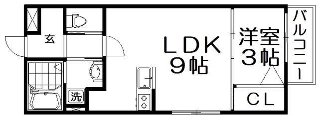 CHOU CHOU MAKINOSAKA(1LDK/1階)の間取り写真