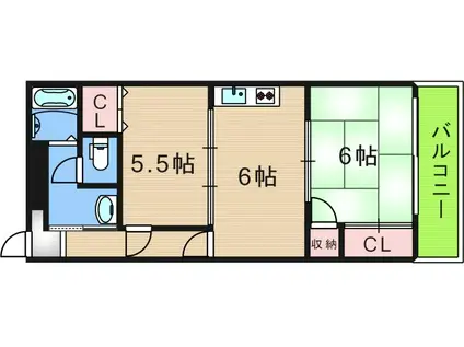 プリミエ加賀屋(2DK/4階)の間取り写真