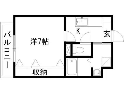 アモリールII(1K/1階)の間取り写真