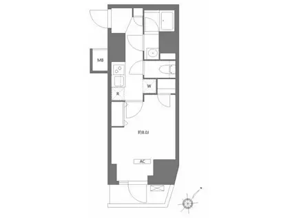 アンベリール王子(1K/8階)の間取り写真