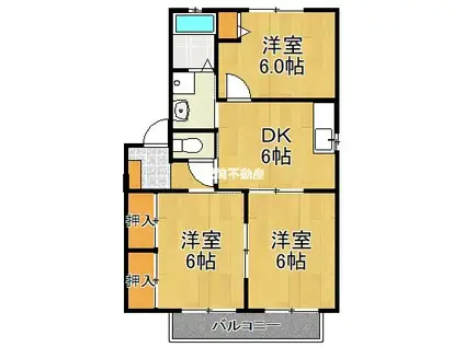 ビバーチェ本庄B(3DK/1階)の間取り写真