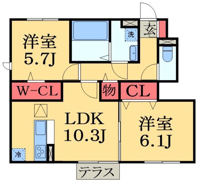 シルク レジデンス(2LDK/1階)の間取り写真