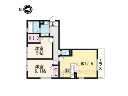 CASA RAFFINE 瀬田B(2LDK/1階)の間取り写真