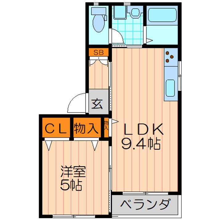 プラムコート(1LDK/2階)の間取り写真