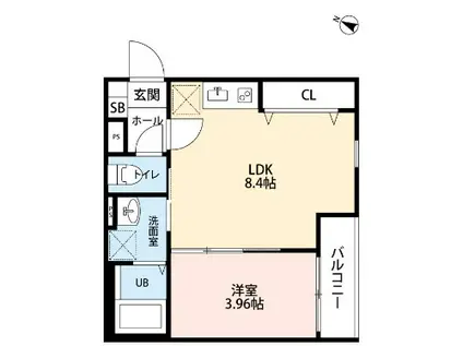 クラスティーネ東林間(1LDK/3階)の間取り写真