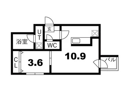 ガーディアン本郷通(1LDK/4階)の間取り写真