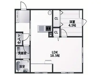 MAISON HEUREUSE 久留麻1ST(1LDK/2階)の間取り写真