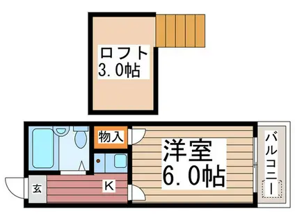 ベルソーナ(1K/2階)の間取り写真