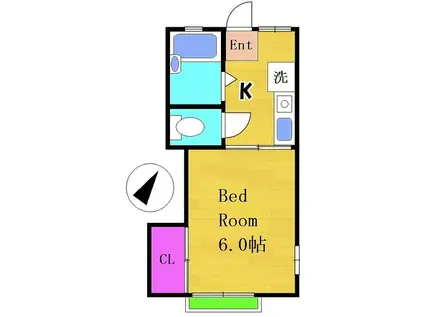 サウスクレスト(1K/2階)の間取り写真