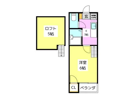 K&Y竹下(1K/1階)の間取り写真