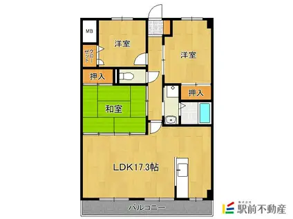 ARZU FRAME 旧クリーンゴール(3LDK/4階)の間取り写真