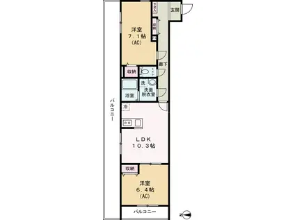 エクセラン舎人II(2LDK/3階)の間取り写真