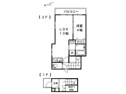 グルナディエ(1LDK/2階)の間取り写真