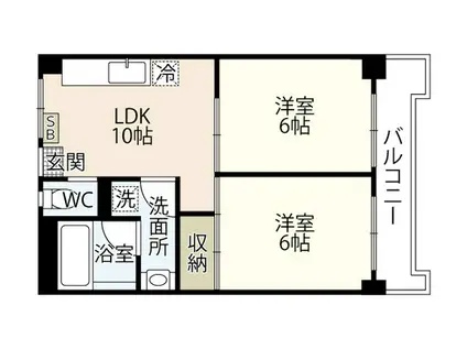 美笠ビル(2DK/3階)の間取り写真