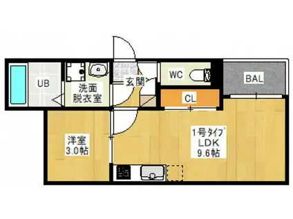 REGALEST三波(1LDK/1階)の間取り写真