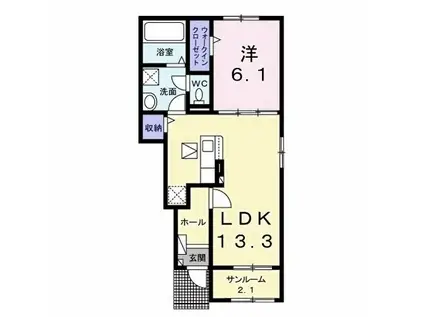 レジデンス フジ B(1LDK/1階)の間取り写真