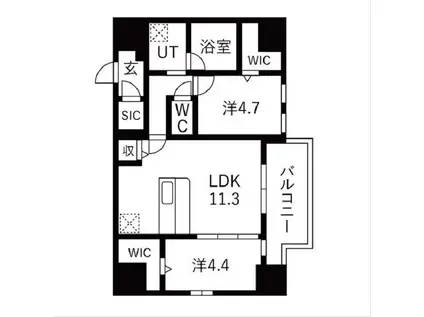 スプランディッドX(2LDK/8階)の間取り写真