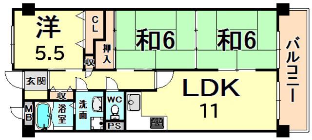 ボヌール ソシア(3LDK/5階)の間取り写真
