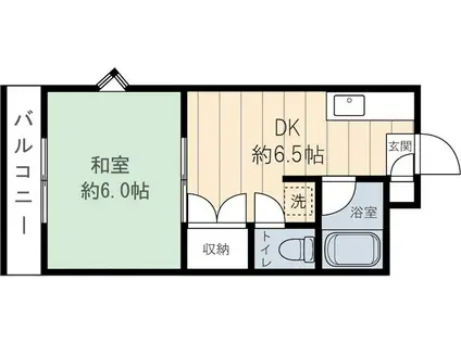NYハイム(1DK/2階)の間取り写真