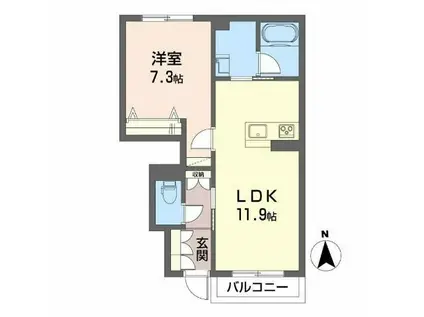 シャーメゾン駒止町III(1LDK/1階)の間取り写真