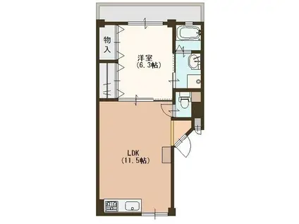 北口マンション 野洲市北野1丁目(1LDK/1階)の間取り写真