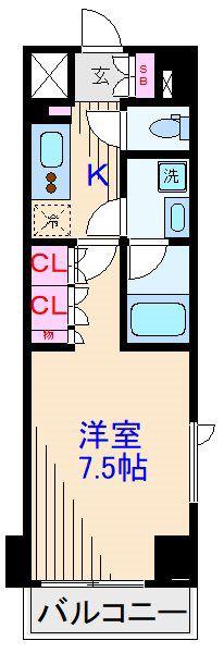 ルーブル川崎中丸子弐番館(1K/2階)の間取り写真
