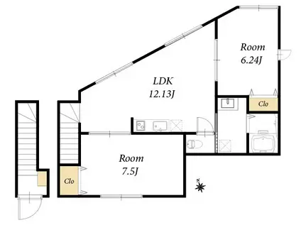 御殿山2丁目AP(2LDK/2階)の間取り写真