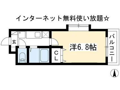ノース SQUARE-II(1K/3階)の間取り写真