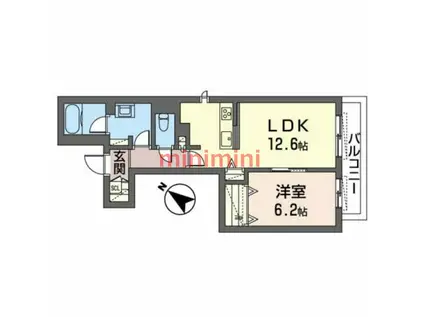 シャーメゾンノール大阪(1LDK/2階)の間取り写真