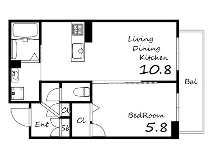 フェリーチェカーサ(1LDK/2階)の間取り写真