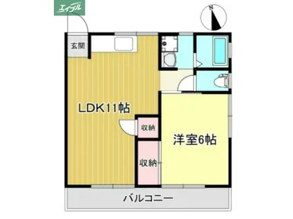 三浜セントラルコーポ(1LDK/2階)の間取り写真