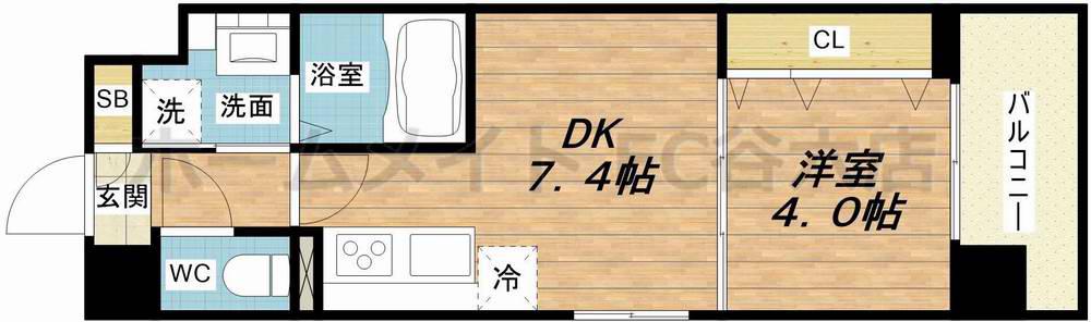 シャイニング福島離宮(1DK/8階)の間取り写真