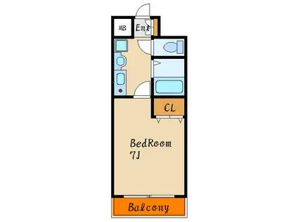 バッハレジデンスKOBE ウエスト(1K/2階)の間取り写真