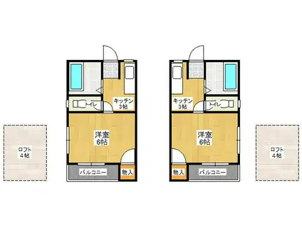 モンフレール前原(1K/2階)の間取り写真