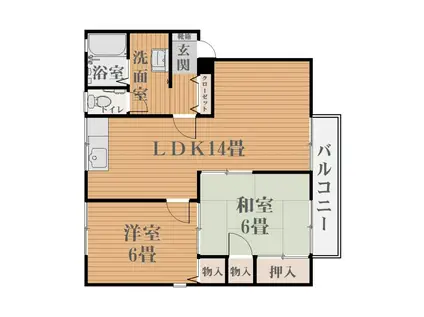 セジュール御船手(2LDK/2階)の間取り写真